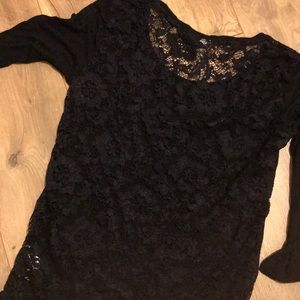 Black lace long sleeve shirt